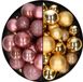 Decoris Boules de Noël 60 pièces - Or/Rose Pâle - 4-5-6 cm - Plastique