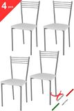 t m c s Tommychairs Elena - Eetkamerstoelen - Set van 4 - Aluminium & Wit - Kunstleer