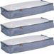 Merkloos Relaxdays opberghoes dekbed, set van 3, 14 x 100 x 45 cm, met rits, onder bed, grijs-transparant