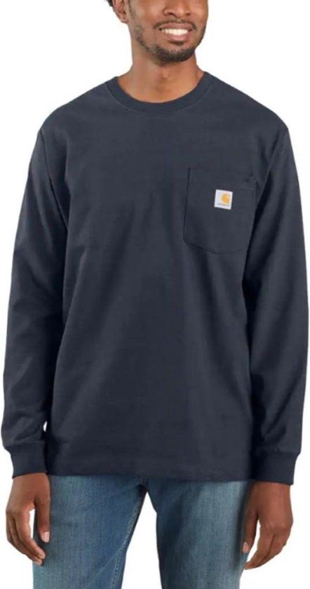 Carhartt K126 Heavyweight LS Pocket Navy T-Shirt Heren XXL