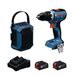 Bosch Blauw Perceuse-visseuse sans fil + Radio de chantier sans fil Set combiné 18V | GSR + GPB 18V-1 C | 2x 5,0Ah Batteries + GAL 18V-40 Chargeur | 0615A500G5