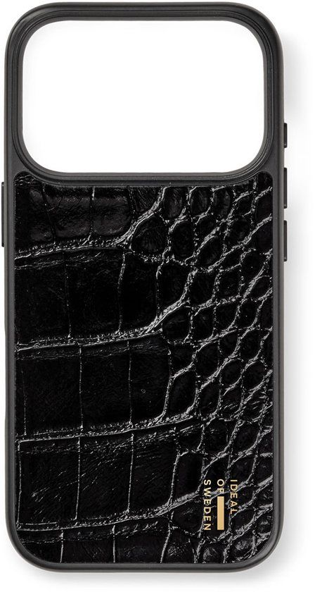 iDeal of Sweden Vegan Leather MagSafe Backcover geschikt voor iPhone 17 Pro - Black Croco - Zwart