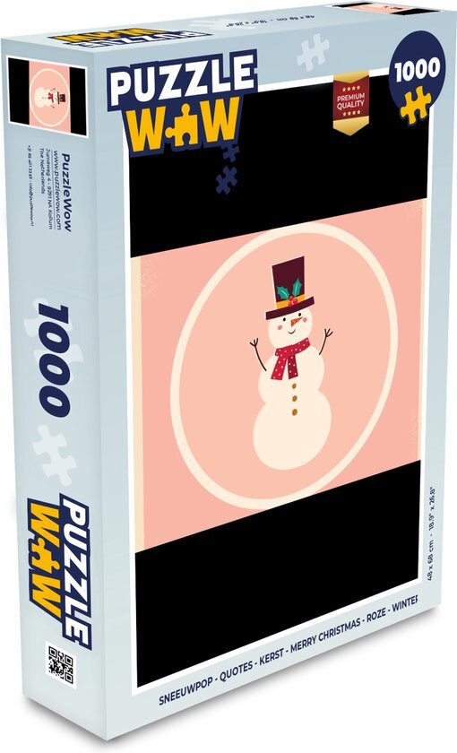 MuchoWow Puzzel Sneeuwpop - Quotes - Kerst - Merry christmas - Roze - Winter - Legpuzzel - Puzzel 1000 stukjes volwassenen - Kerst - Cadeau - Kerstcadeau voor mannen, vrouwen en kinderen - Sinterklaas cadeautjes - Sinterklaas voor grote kinderen