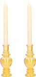 Merkloos Ideas4seasons Kaarsen kandelaar Venice - 2x - gekleurd glas - helder okergeel - D5,7 x H15 cm