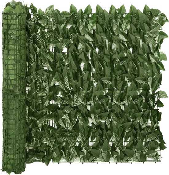 vidaXL Balkonscherm met donkergroene bladeren 600x75 cm
