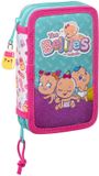The Bellies Dubbele etui 12.5 x 19.5 x 4 cm Paars Turkoois Wit