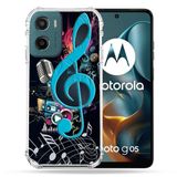 Cokitec Versterkte hoes voor Motorola G05 / E15 Muziek Cle Sol Blauw