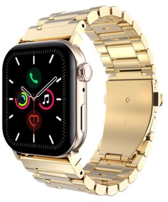 Just in Case PrimeSteel Horlogebandje Goud Geschikt voor Apple Watch 44/45/46/49 mm