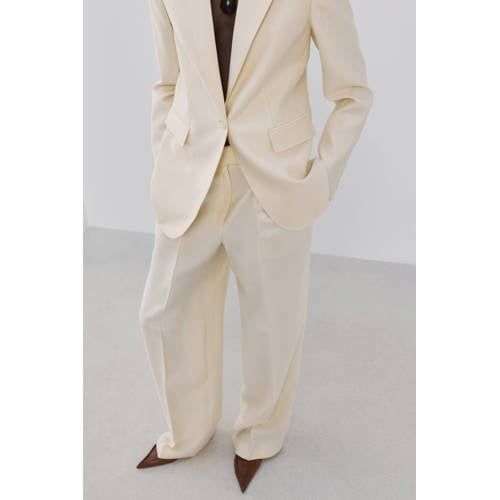 Mango wide leg low waist broek beige