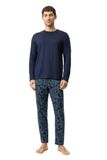 Mey Pyjama lang 'Dark Leaves' Yacht Blue