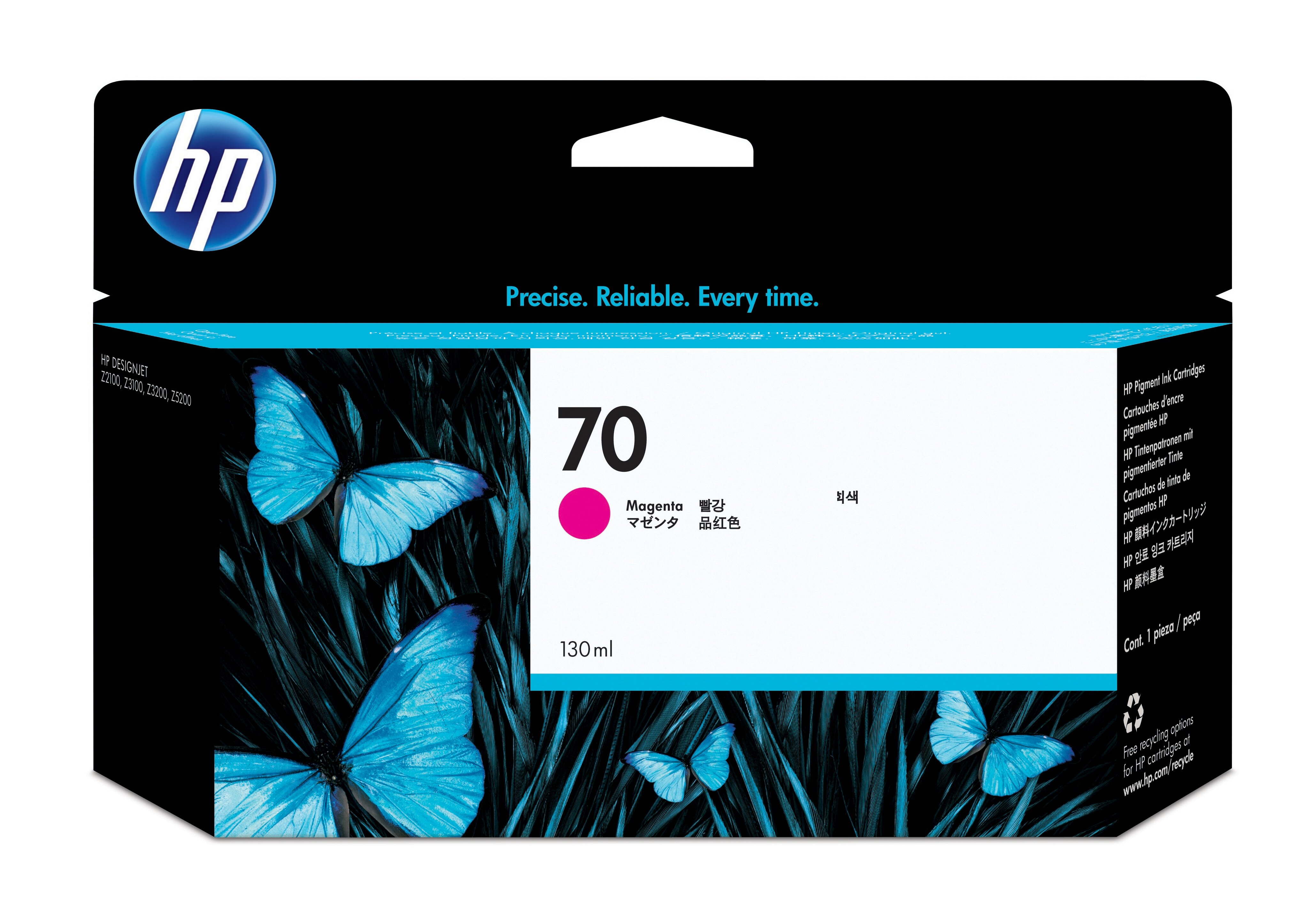 HP 70 magenta DesignJet inktcartridge, 130 ml single pack / magenta