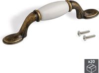 Emuca Poignées de meuble, entraxe 76 mm, Zamak et céramique, Bronze, 20 pcs.