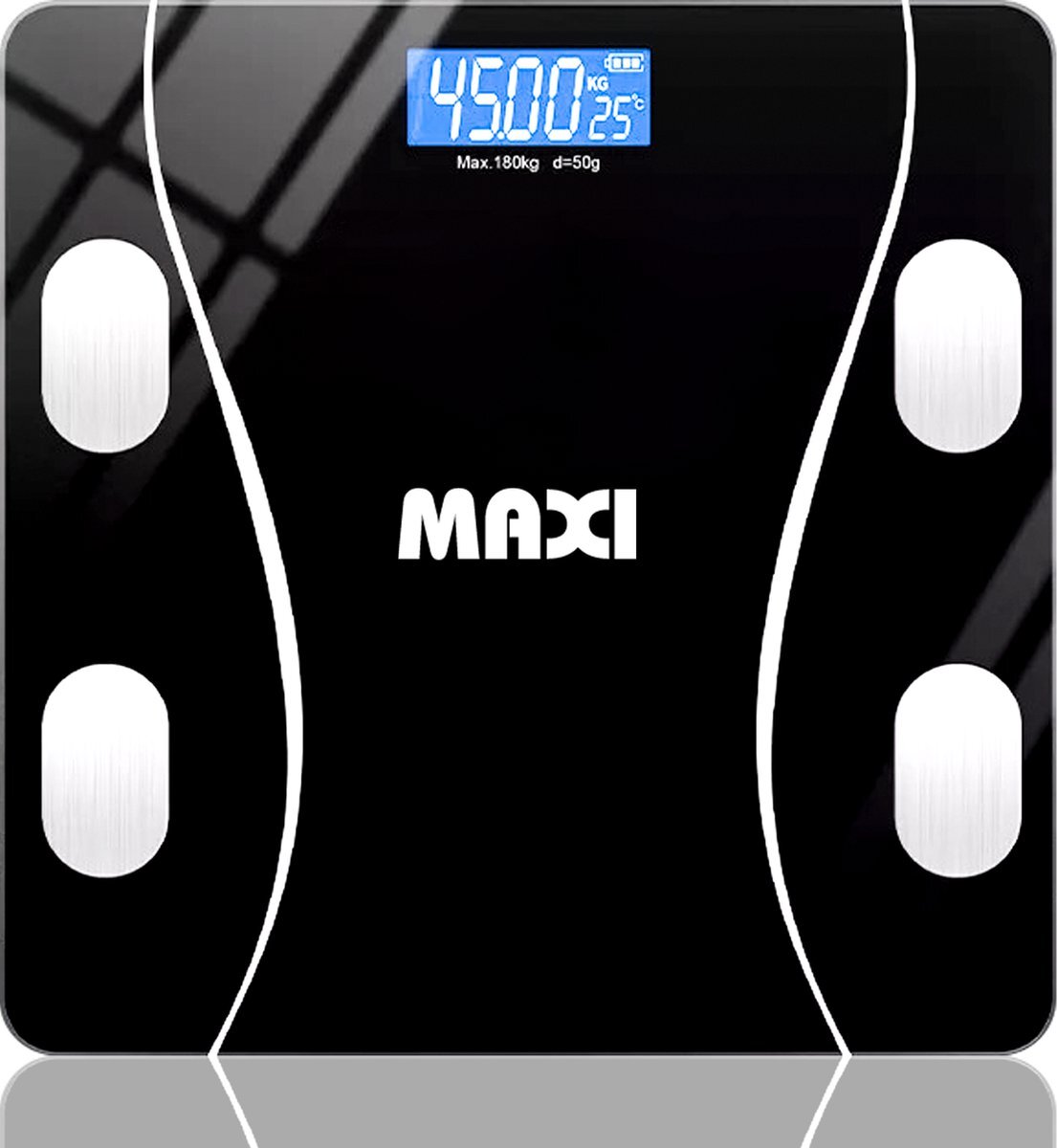 Maxi Nederland Maxi Smart Weegschaal - Inclusief APP - BMI - VETPERCENTAGE - SPIERMASSA - Sporters Oplossing