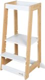 roba Houten Learning Tower - Volgens het Montessori-Principe - Belastbaar tot 80kg - Bamboe / Wit