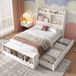 Lit d'enfant Gutent - 90x190 cm - Bois massif - Avec tiroirs - Chêne blanc
