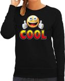 Bellatio Decorations Shoppartners Bv Funny emoticon sweater Cool zwart voor dames - Fun / cadeau trui L