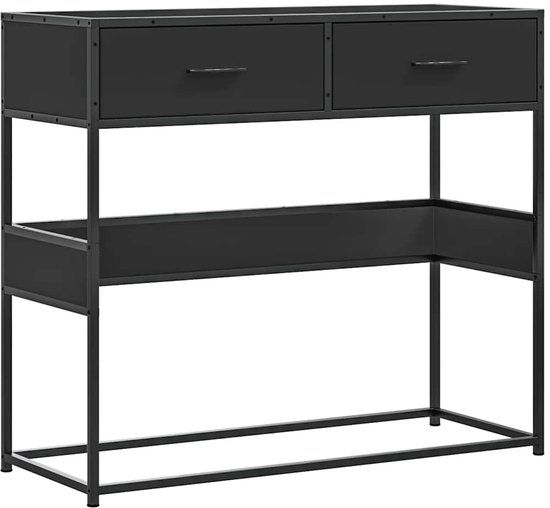 vidaXL Wandtafel - 90x35x80 cm - Bewerkt Hout - Zwart