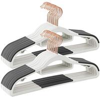 SONGMICS Kleerhangers - 30 stuks - Antislip - Ruimtebesparend - Roségoud/Wit/Donkergrijs