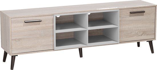 Beliani ALLOA TV-meubel - Lichte houtkleur/Grijs - 180 cm