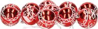 Gerimport Kerstballen - rood - gedecoreerd - kunststof - 12x stuks - 6 cm - kerstboom versiering