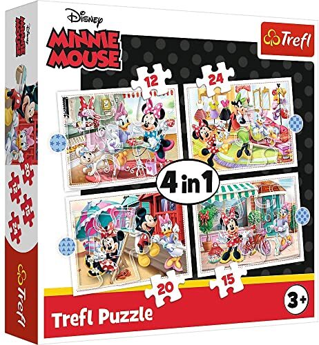 Trefl Puzzel, Disney Minnie, 12 tot 24 elementen, 4 Sets, Minnie met vriendjes, voor kinderen vanaf 3 jaar