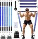 Pilates-barkit - 6 weerstandsbanden 150 lbs of 250 lbs - draagbare pilates flexbanden - trainingsapparatuur voor dames en heren - 3-delige stick squat - yoga voor thuistrainingen
