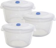 Whitefurze Vershoudbakje/bewaarbakje - 3x - magnetron/vriezer - transparant - kunststof - 1,22 L