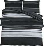 vidaXL Dekbedovertrekset 240x220 cm Katoen Zwart Gestreept