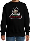 Bellatio Decorations Shoppartners Bv Dieren kersttrui olifant zwart kinderen - Foute olifanten kerst sweater jongen/ meisjes - Kerst outfit dieren liefhebber 170/176
