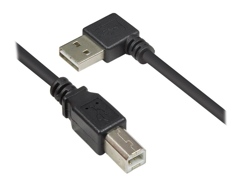 Good Connections USB 2.0 Cable - USB A to USB B - 0.5m - Black - Angled/Straight
