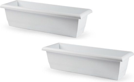 3x Plantenbak Wit Rechthoekig 60x20x16cm - PlasticForte