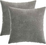 vidaXL Kussensloop 2 st HEERLEN Donkergrijs 35 x 35 cm Chenille Stof