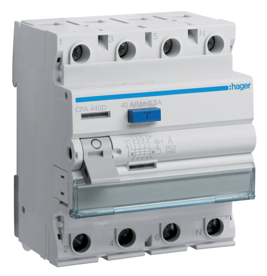 HAGER CFA440D Stroomonderbreker 40A 230/400V wit, grijs