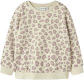 NAME IT Meisjes Sweaters - NMFDAVINA LS SWEAT FLEECE BRU NOOS - Maat 86 - Katoen - Panterprint - Summer Sand