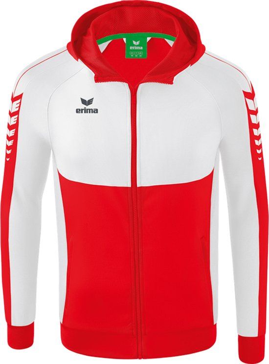 ERIMA Six Wings Trainingsjack Met Capuchon Rood-Wit Maat XL