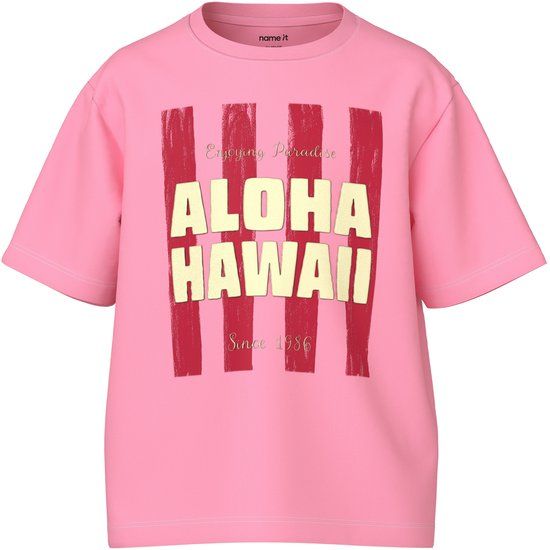 NAME IT NKFHORALE SS NREG TOP BOX Meisjes T-shirt Katoen Roze Maat 134/140