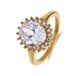 Lucardi Dames Stalen goldplated vintage ring met wit zirkonia