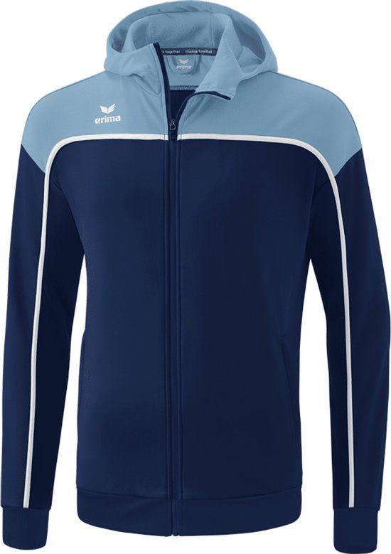 Erima Change Trainingsjack Met Capuchon Kinderen - New Navy / Faded Denim / Wit | Maat: 164