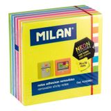 Milan 4155400 Zelfklevend Notitiepapier Vierkant 76x76mm 400 Vel Kleurenmix