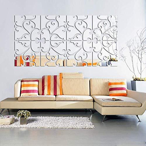 seaNpem Acryl Spiegel Muursticker, 4 Stks DIY Verwijderbare Waterdichte Bloemen Spiegel Muurstickers Decoratieve Muurstickers voor Thuis Woonkamer Slaapkamer Kantoor Hal Sofa TV Wanddecoratie (8 st)