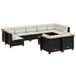 vidaXL 10-delige Loungeset met kussens, polyrattan, zwart