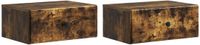 vidaXL Muurbevestigde Nachttafel Set van 2 Gerookt eiken 49 x 34,5 x 20 cm
