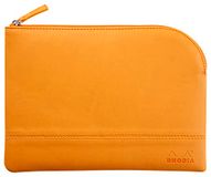 RHODIA 116647C - Etui met Ritssluiting in Imitatieleer - Oranje - Maat M (16 x 22 cm)