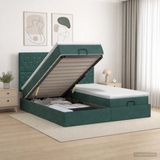 vidaXL Ottoman Bed with Mattress and Headboard, Dark Green Velvet, 2-Person