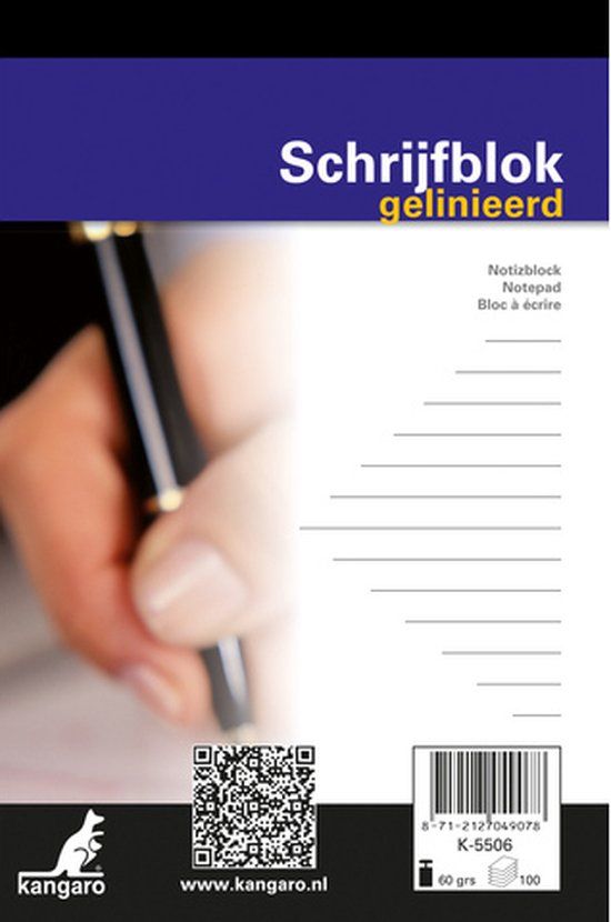 Kangaro Schrijfblok A6 lijn 100 blad pak a 10 st