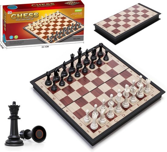 Woodley Schaakbord met Schaakstukken - Schaakset - Schaakspel - Chess Set - Schaken - Opklapbaar