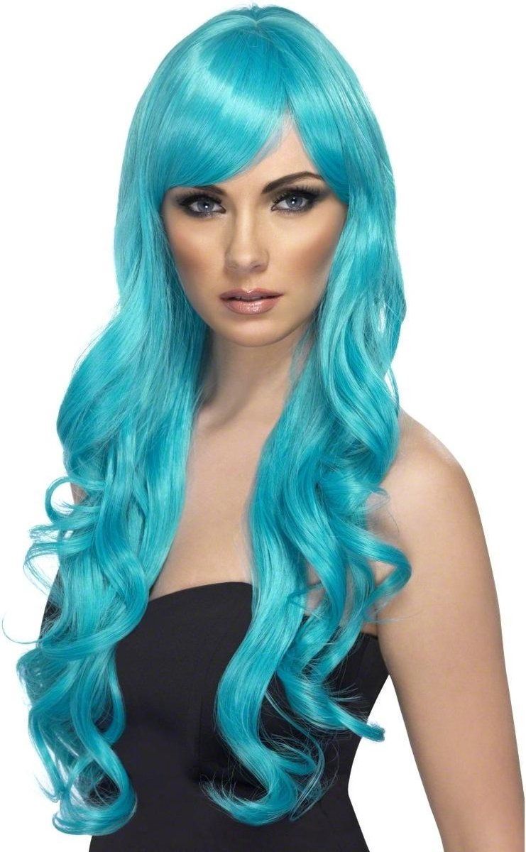 Vegaoo Verleidelijke lichtblauwe pruik - Synthetisch - Blauw - 5020570421024