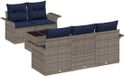 vidaXL Banc de jardin 6 pièces gris et bleu marine poly rotin