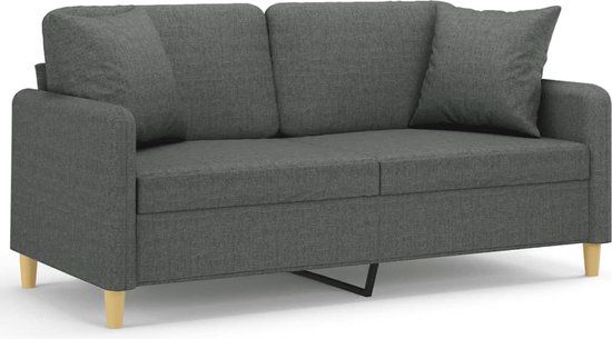 vidaXL Tweezitsbank met sierkussens 140 cm stof donkergrijs
