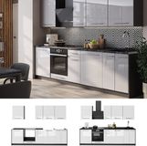 Vicco Complete keukeneenheid Fame-Line, Wit Hoogglans/Antraciet, 280 cm zonder werkblad